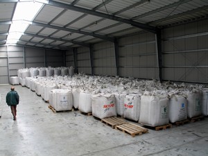 Rogaczewo Małe. Godz. 15.04 w firmie  Danko zakończono właśnie pracę. Stanisław Banaszak dogląda spakowanego ziarna. Firma właśnie dostała kontrakt na sprzedaż 700 ton żyta do Korei Południowej.    