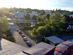 Fot. Edward Kaczmarek. Kościan, widok na Rondo Solidarności. Zdjęcie wykonałem z dachu budynku przy ulicy Młyńskiej