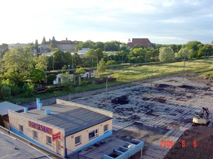Fot. Edward Kaczmarek. Kościan, widok na Rondo Solidarności. Zdjęcie wykonałem z dachu budynku przy ulicy Młyńskiej.