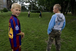 Kamil Urbaniak (10 lat) i Kamil Franek (11 lat). Pozycje obronne już obsadzone.