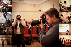 Fot. Marcin Ratajczak. PKS o PKS czyli fotoreporterzy przy pracy. Na zdjęciu Marek Lapis i Bogdan Ludowicz.