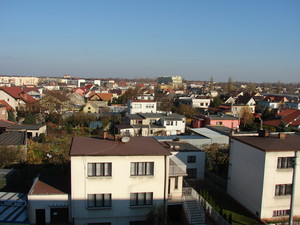 Fot. Mirosława Aleksandra Wojciechowska. Widok na miasto Kościan z okna osiedla Jagiellońskie.