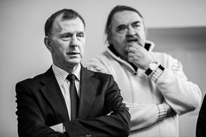 Śniadanie reporterów u starosty - starosta Andrzej Jęcz i red. Jerzy Wizerkaniuk