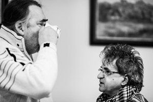 Śniadanie reporterów u starosty - red. Wizerkaniuk i Edward Bladys