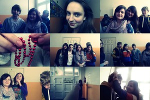 Alicja Lewandowska, uczeń III Gimnazjum  Zespołu Szkół nr 1 w Kościanie. Uczniowie ZS nr 1 podczas przerwy (w pobliżu sal nr 7 i 8)  